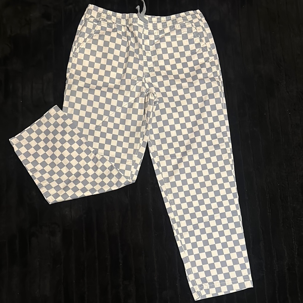 Women Relaxed Fit Van Checkered Blue and White Pants